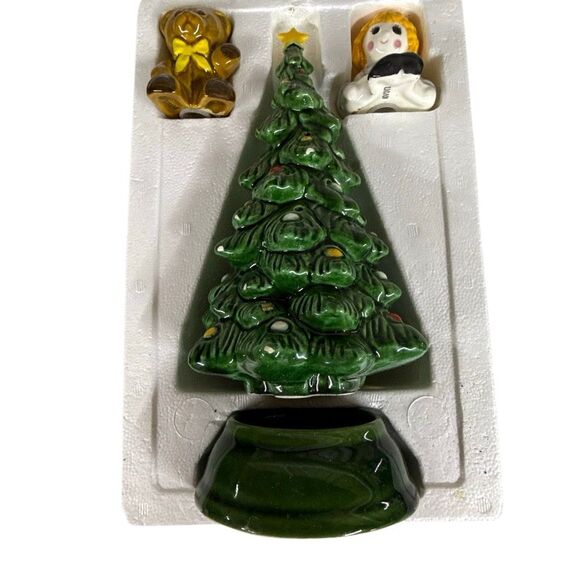 NIB Avon Green White Brown Merry Christmas Tree 1979 Hostess Set - Picture 11 of 15